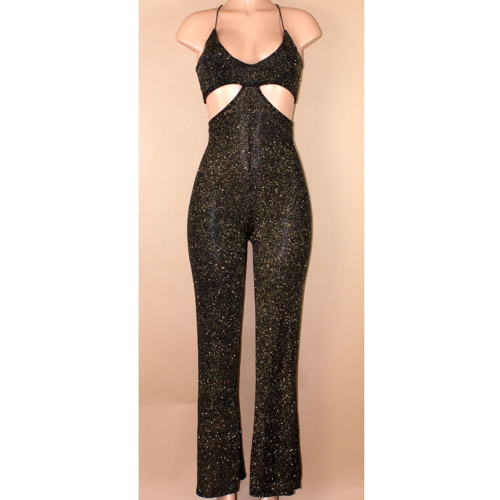 Women Sexy Sparkle Black Jumpsuit